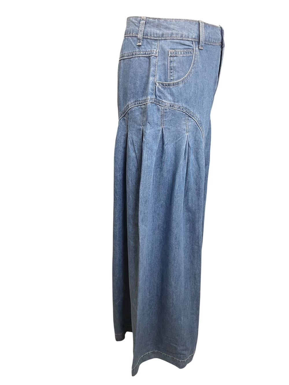 Mable Palazzo Jeans High Rise Pleated Wide Leg Lightweight Denim Blue M NWT - Picture 6 of 16